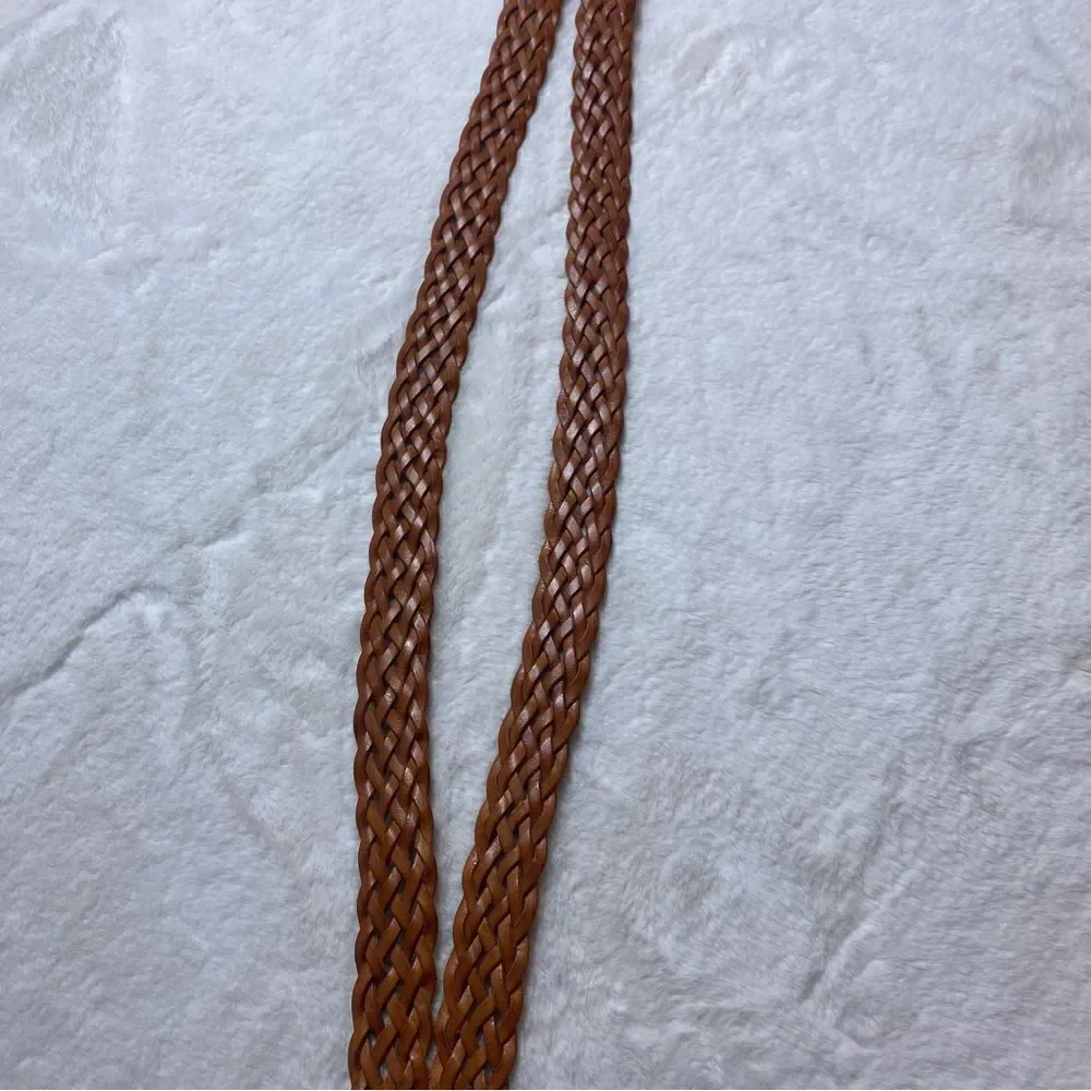 Brown Leather Double Braided Western Style Belt